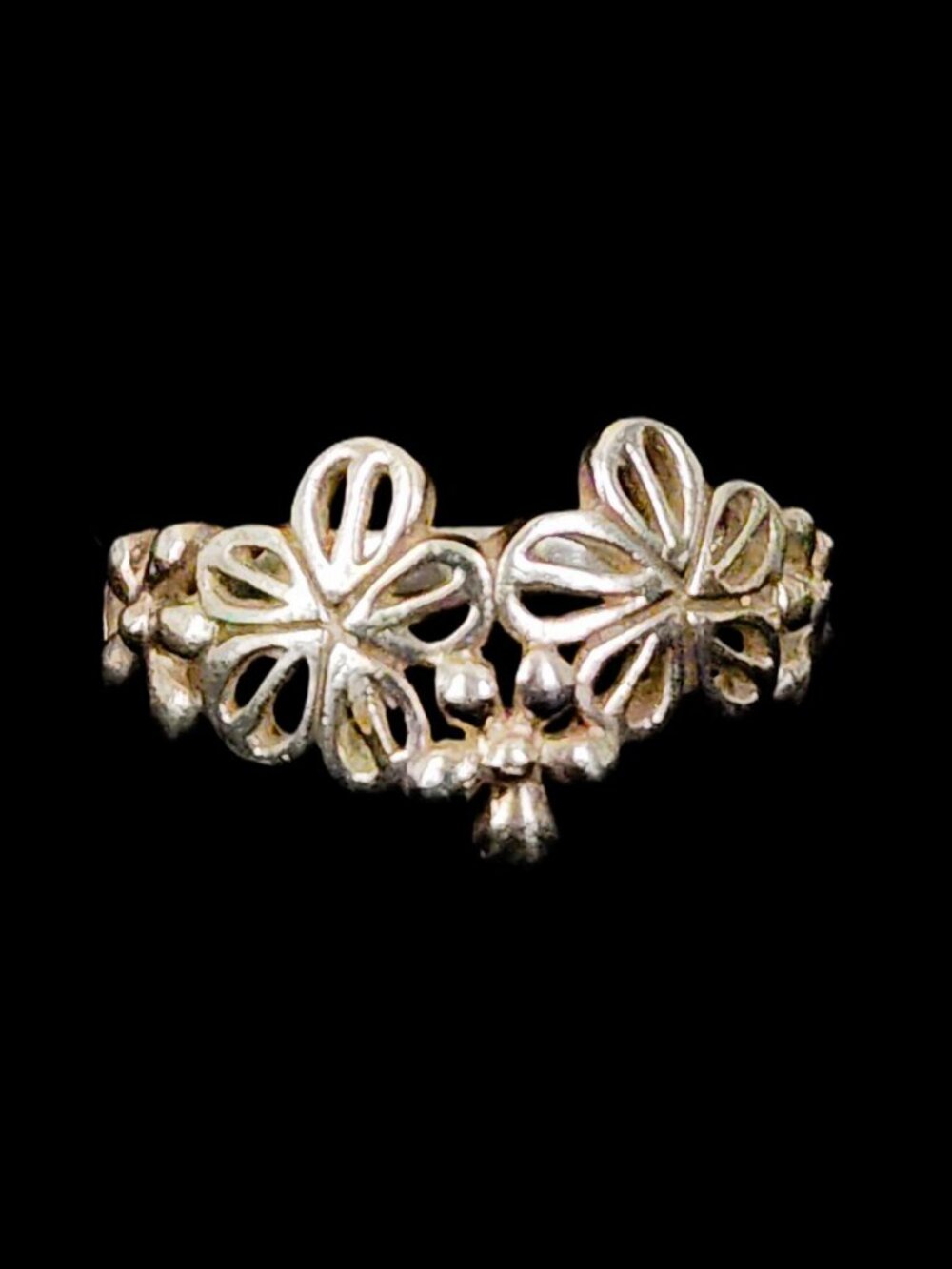 VTG 90s Sterling Silver Flower Daisy Chain Statement Ring 925 Thailand Size 8